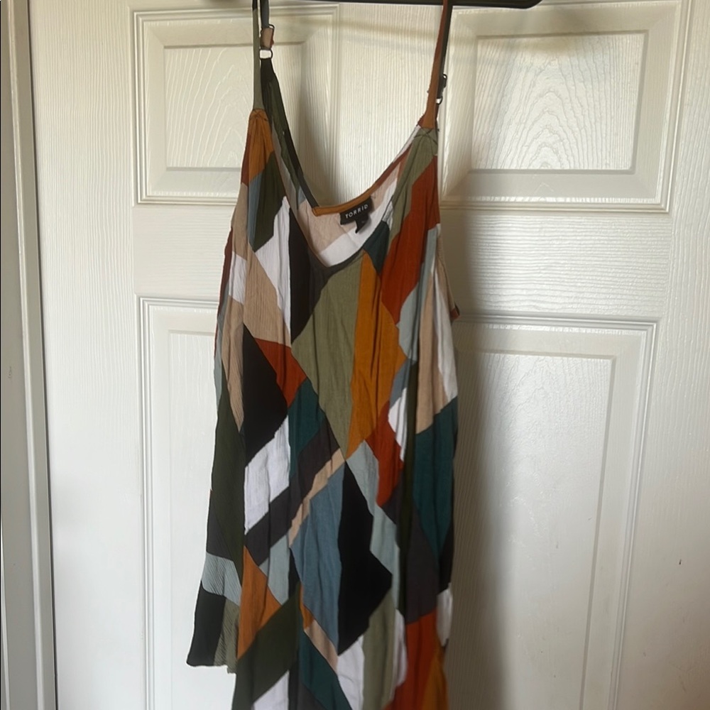 Torrid Orange Green Sleeveless Spaghetti Strap Sundress